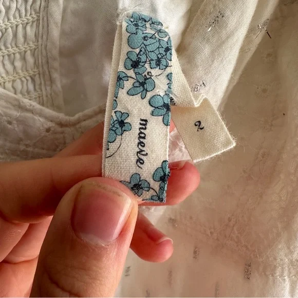 Maeve Anthropologie White  Patchwork Full Skirt Dress 2 - Picture 8 of 14